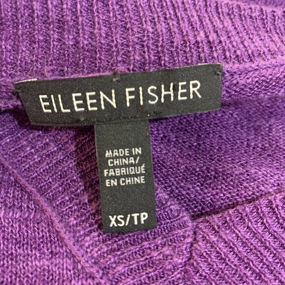 Eileen Fisher Women's XSmall V Neck Tunic Sweater Organic Linen Blend Purple - Picture 8 of 8